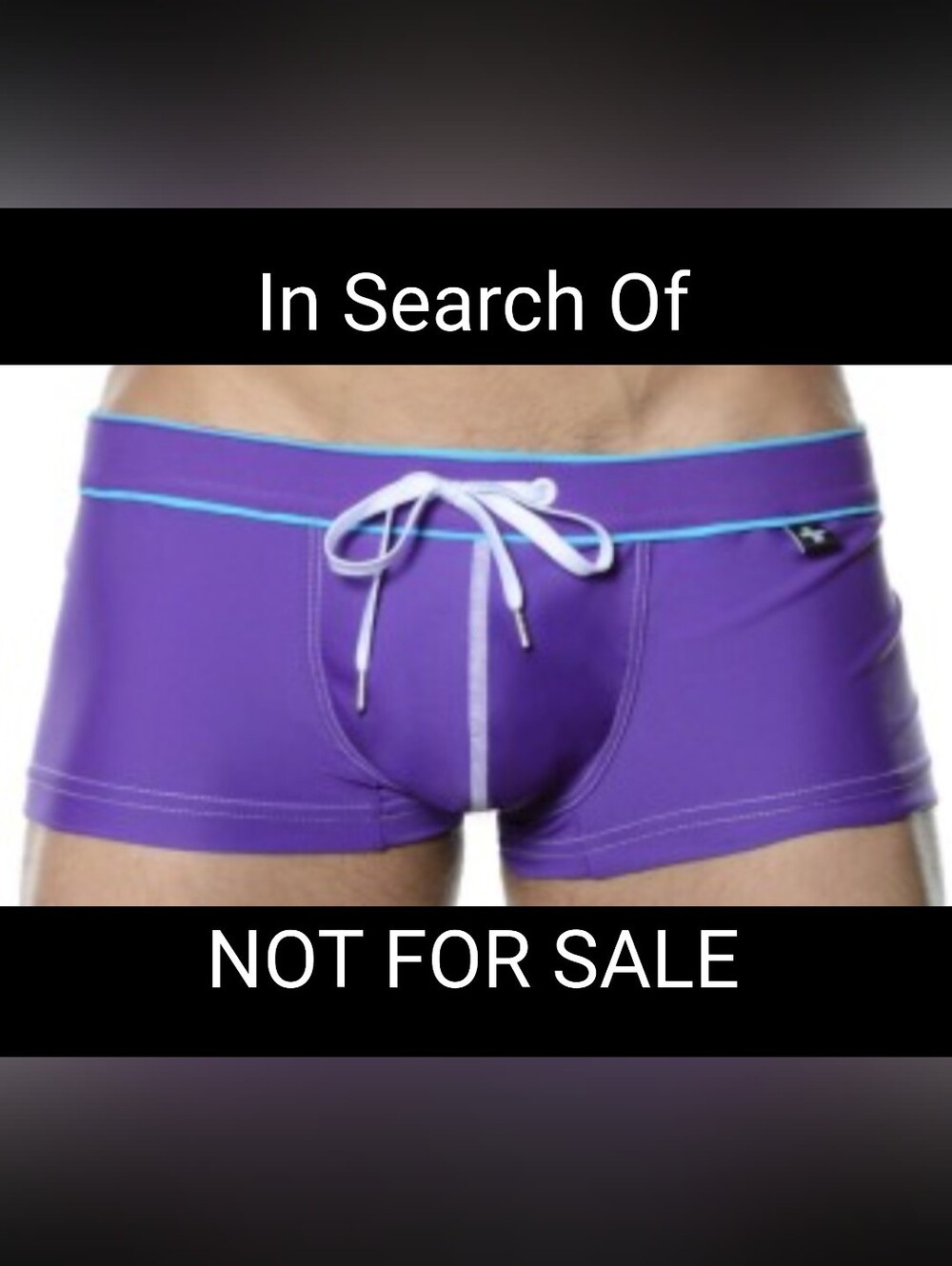 ISO: Andrew Christian Purple Square Cut Swim Trunks  Size S/M/L Not For Sale
